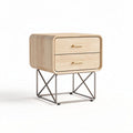 Wooden nightstand with two drawers and metal frame 40 x 40 x 50cm