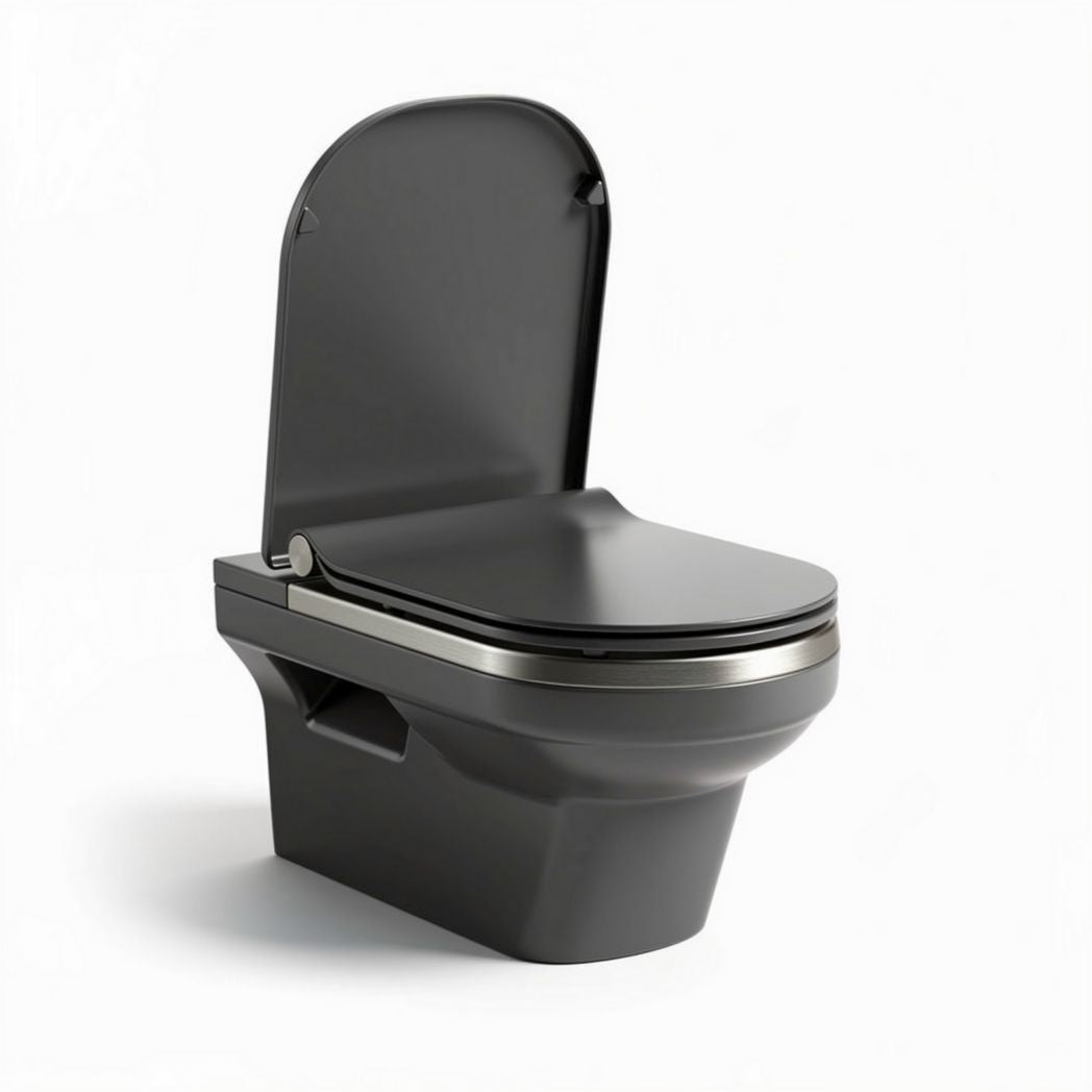 Stylish black toilet with modern design and efficient flushing system 70 x 40 x 45cm
