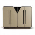 Modern storage cabinet with sleek design and brown wood base 120 x 40 x 80cm