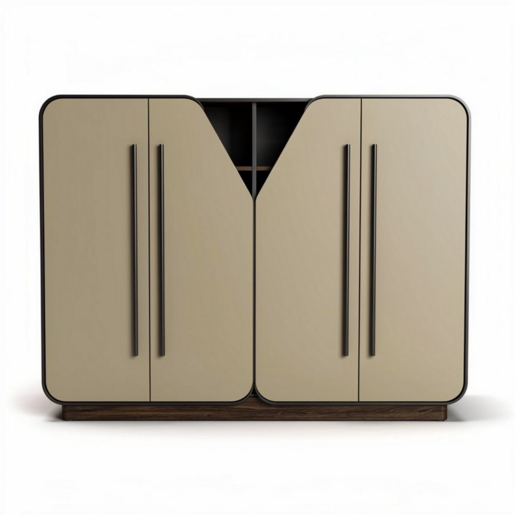 Modern storage cabinet with sleek design and brown wood base 120 x 40 x 80cm
