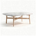 Marble top coffee table with wooden legs in modern design 120 x 75 x 45cm