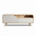 Modern wooden media console with storage compartments 120 x 40 x 50cm in natural finish